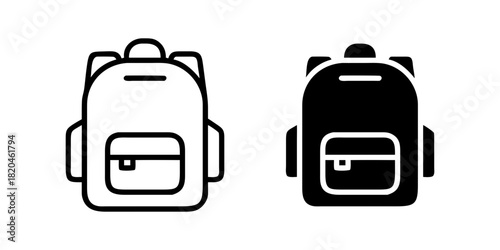 Backpack outline and pictogram Icon for Travel, School, and Outdoor Adventure Design.