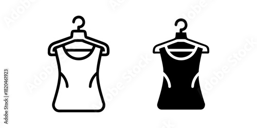 Clothing Hanger outline and pictogram Icon for Fashion, Wardrobe, and Apparel Organisation.