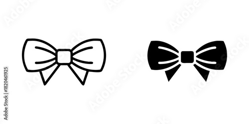 Bow Tie outline and pictogram Icon for Fashion, Accessories, and Formal Wear Design.