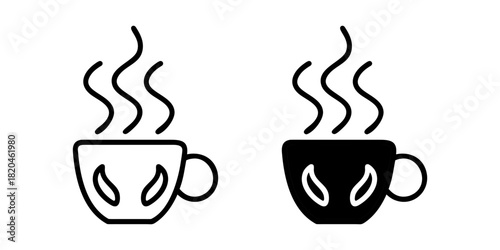 Coffee Aroma outline and pictogram Icon for Café, Beverage, and Hot Drink Experience.
