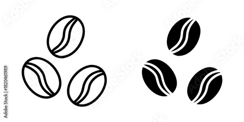 Coffee Beans outline and pictogram Icon for Café, Beverage, and Coffee Shop Design.