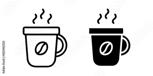 Coffee Shop outline and pictogram
 Icon for Café, Beverage, and Coffeehouse Design