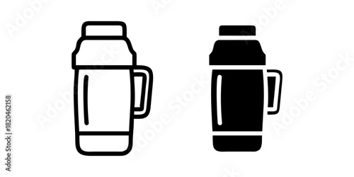 Coffee Thermos outline and pictogram Icon for Travel, Beverage, and Outdoor Design