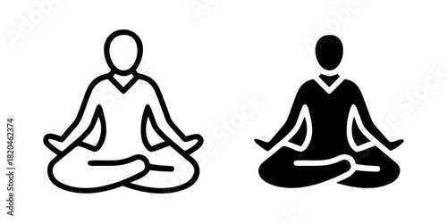 Meditation silhouette and outline Icon for Mindfulness, Wellness, Calm, and Mental Peace Design