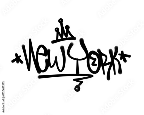 textured graffiti tagging style letter NEW YORK city name isolated design in black