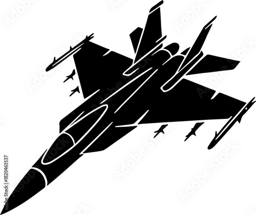 silhouette of a modern fighter jet