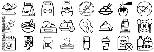 Food and Drink Icons Pet Food, Meals, and Groceries