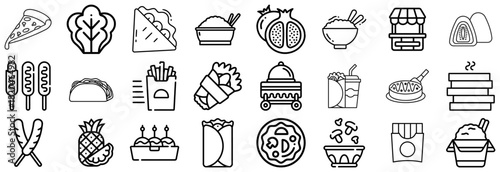 Diverse Food Icons From Pizza to Pomegranates and Street Food