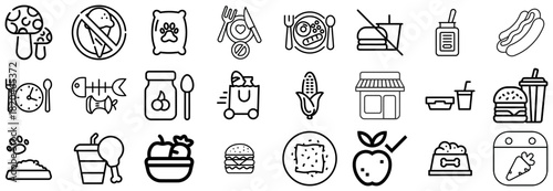 Collection of Food and Drink Icons with Various Themes