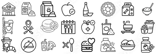 Collection of Food and Drink Related Icons