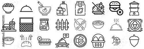 Diverse Food and Drink Icons From Meals to Ingredients and Utensils