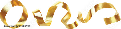 Beautiful golden ribbons isolated on white background. Golden ribbon on white background. A golden ribbon isolated on a white background with clipping path.