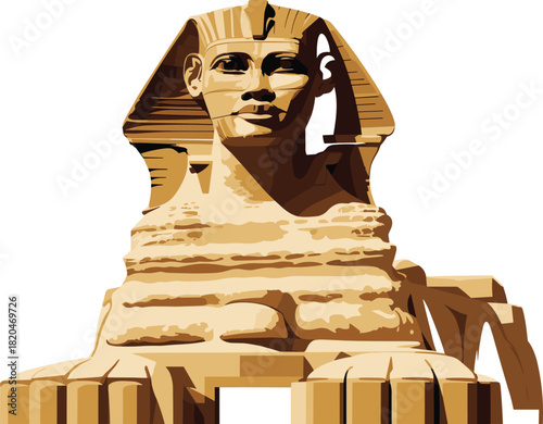 Majestic ancient Egyptian Great Sphinx illustration showcasing detailed stone texture, historical architecture beauty, desert monument art, cultural heritage symbol