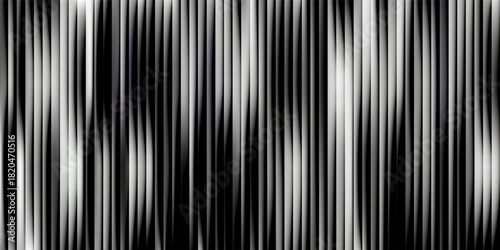 Acrylic satin corrugated glass texture light gray background. Blurred soft ribbed transparent striped door window overlay. Metal silver reeded polycarbonate sheet. Abstract vertical gradient pattern