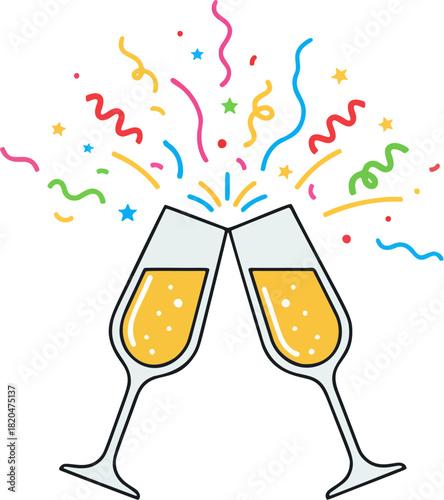 two champagne glasses toasting