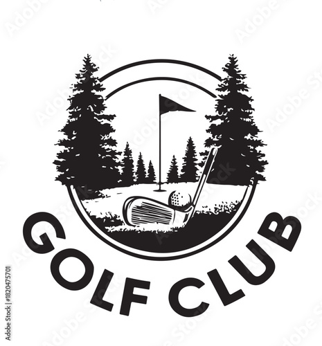 Minimalist circular golf club logo in vector format