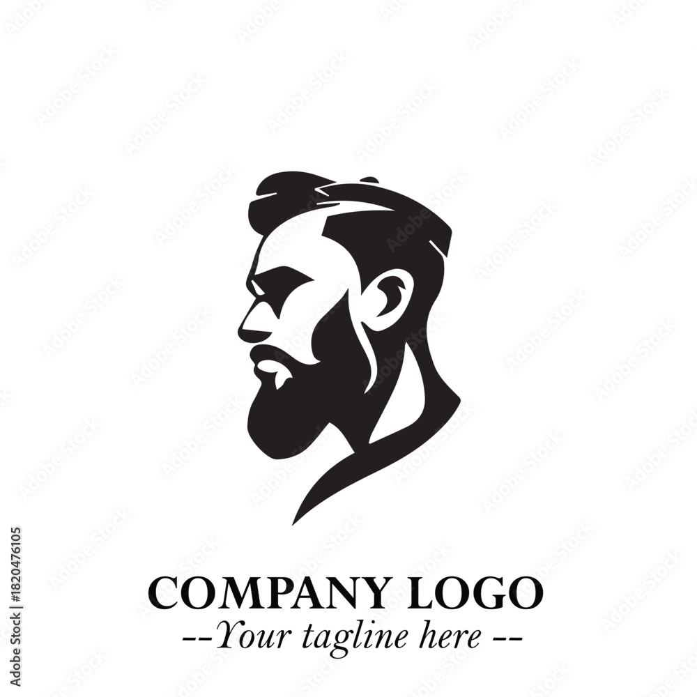 Obraz premium Stylish Handsome Man Silhouette Logo Symbol in Black on White Background – Modern Minimalist Vector Design