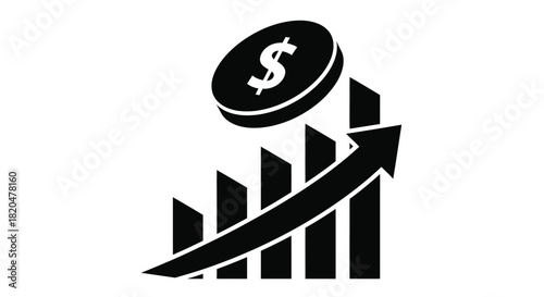 Financial growth chart with dollar coin investment and market success