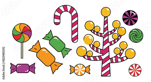 Colorful candy illustration vector design for sweet treat and holiday art