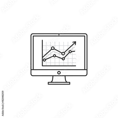 Computer Screen with Business Chart Representing Financial Growth and Market Analysis