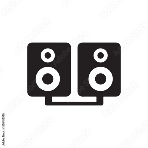 Stereo dual speakers audio output device solid icon.
