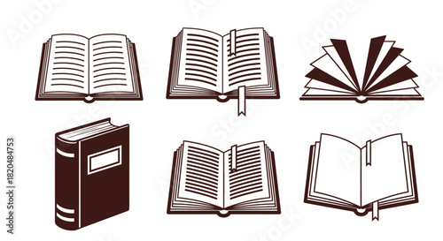 Book illustrations vector art open books reading material study guide