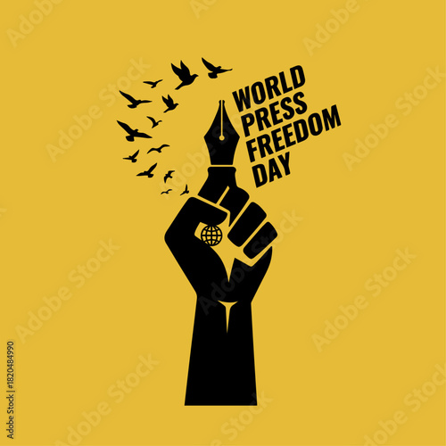 International Press Freedom Day Poster with Silhouette Elements
