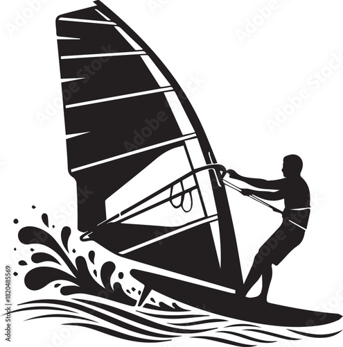 windsurfing silhouette design. extreme sport in the sea icon, sign and symbol