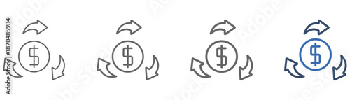 
outline icon set financial consultant with three arrow design, and money
