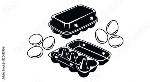 Eggs in carton vector illustration egg packaging farm fresh eggs graphic