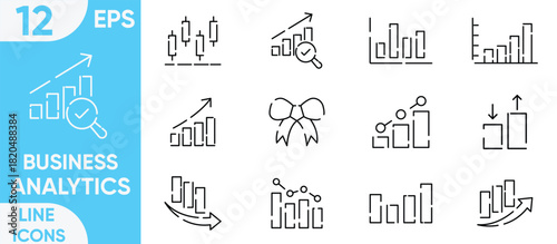 Business Data Analytics outline icon set.Linear icon collection. Editable stroke. Vector illustration