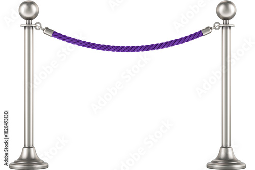 Violet barrier rope, transparent background 
