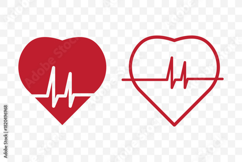 Hearth beat icon, health medical heartbeat symbol isolated on white background. Pulse rate monitor. Vector illustration.