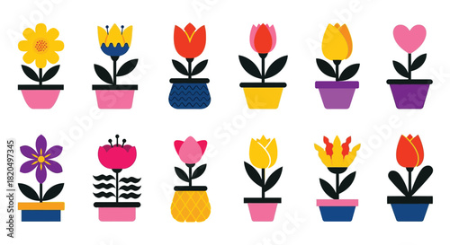 Colorful playful flower pots bring springtime joy to any creative project