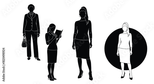 Elegant businesswomen team ready for success and corporate presentation