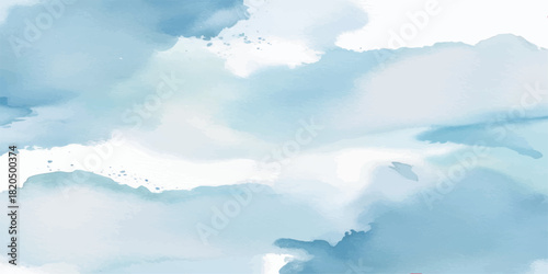 Serene Blue Watercolor Clouds Illustration Perfect as an Artistic Abstract blue isolated on white background. Inspiring Views of Fluffy Clouds Blue Sky Background. Bright and enjoy.