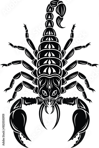 Scorpion illustration black and white vector art arachnid zodiac sign eps silhouette