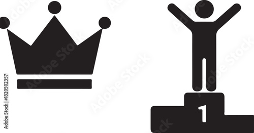 Reward crown icon in bold vector style, ideal for premium status, achievement, success, ranking and award themes.
