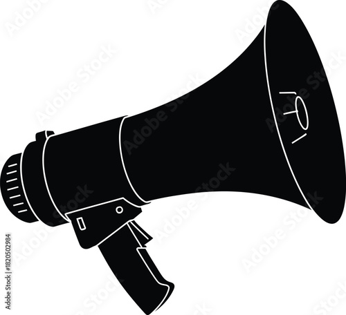 Megaphone vector illustration black and white bullhorn loud speaker icon eps silhouette