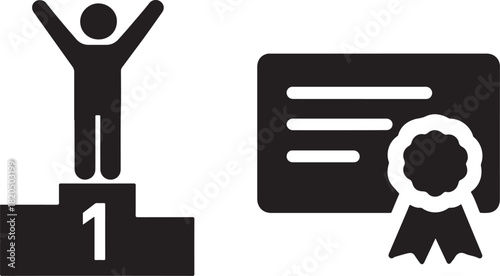 Winner podium icon in bold vector style, perfect for awards, ranking, success and achievement themes.