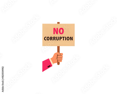 Anti-Corruption Protest Sign Held Up by Hand