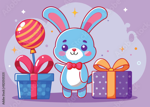 Rabbit with gifts for new year 2020