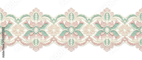 Vintage floral lace trim transparent background cutout png