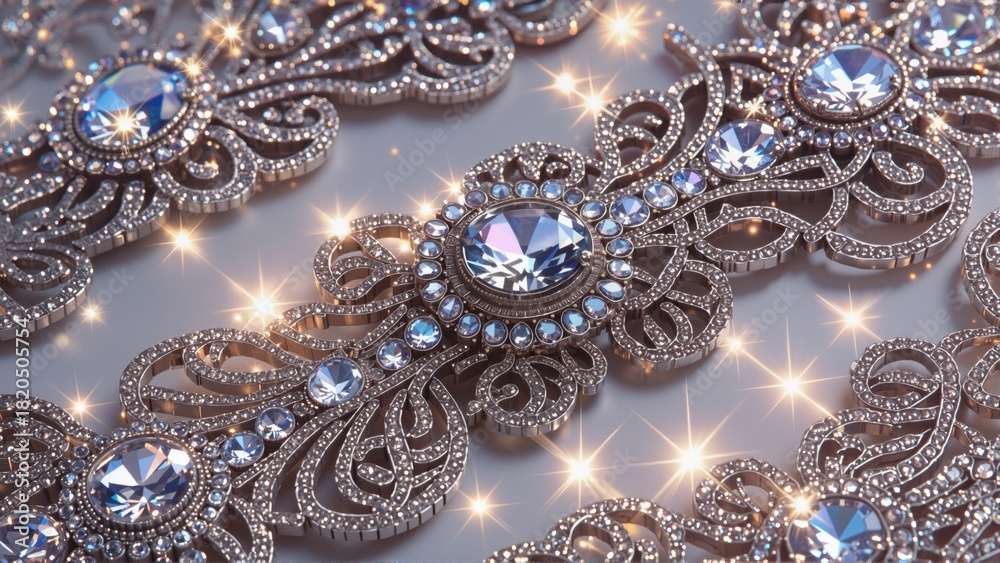 Obraz premium Sparkling Vintage Jewelry Set with Blue Gemstones on Elegant Filigree Metal