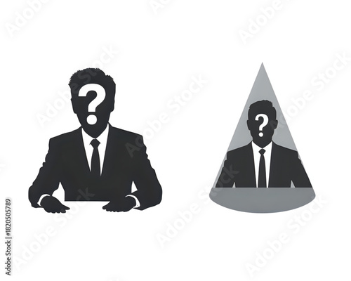 Unidentified Person Silhouette of a Man with a Question Mark