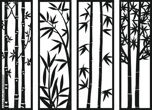 Modern Laser Cut Decorative Panel Design, Botanical Illustration Collection for CNC, Home Decor, Interior Divider, and Asian Inspired Art