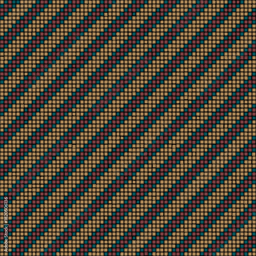 hand drawn squares. pixels ornament. embroidery template. vector seamless pattern. blue, yellow, red stripes. repetitive background. modern decorative art. geometric fabric swatch. textile design 