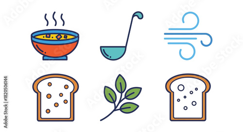 Get cozy with a warm bowl of soup, bread, and a fresh herb garnish