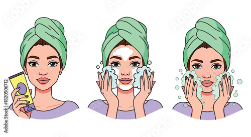 woman washing face