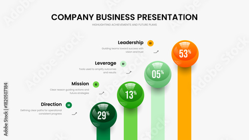 Company Proposal Four Element Graph Frame Design. Product Introduction 4 Step Diagram Presentation Template. Elegant Planning Slide Layout Vector Illustration.